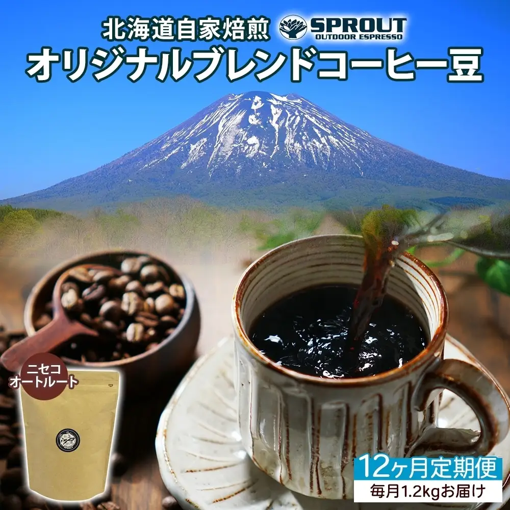 コーヒー豆 自家焙煎 オリジナルブレンド SPROUT コーヒー豆【1.2kg 全12回】【定期便】
