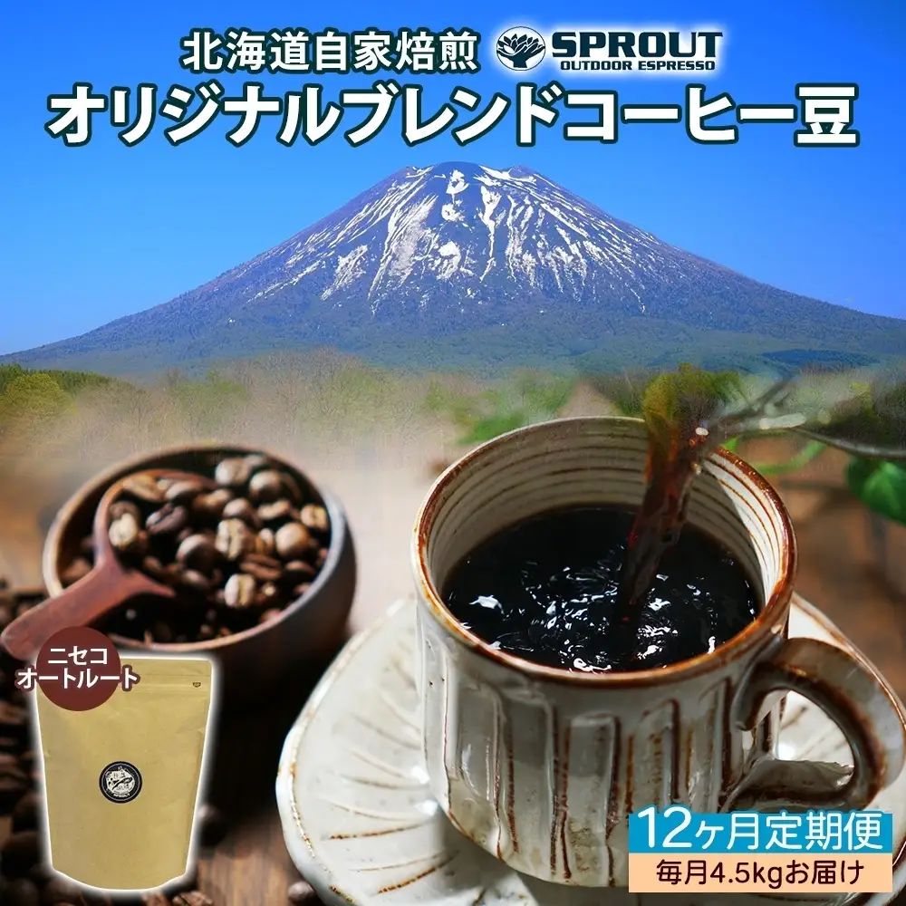 コーヒー豆 自家焙煎 オリジナルブレンド オートルート コーヒー豆【4.5kg 全12回 計54.0kg】【定期便】