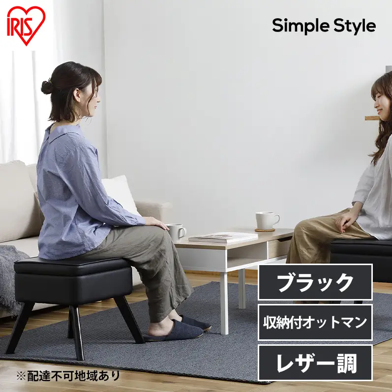 スツール 収納 椅子 レザー LEC-OT アイリスオーヤマ B
