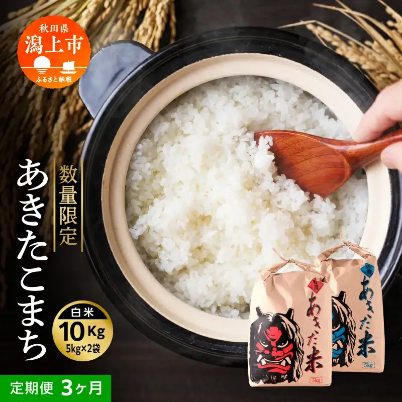《先行予約》【3ヶ月定期便】令和8年産 新米 秋田県産 あきたこまち（5kg×2）精米【鎌仁商店】