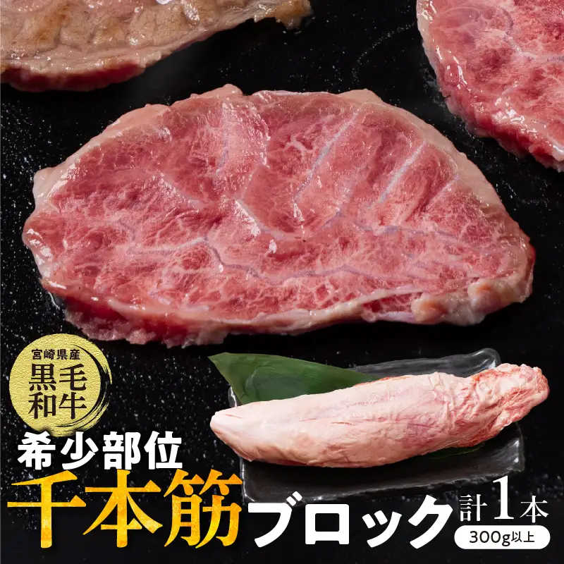 【超希少】宮崎県産黒毛和牛千本筋ブロック(計300g以上) 肉 牛 牛肉 国産_T023-0155