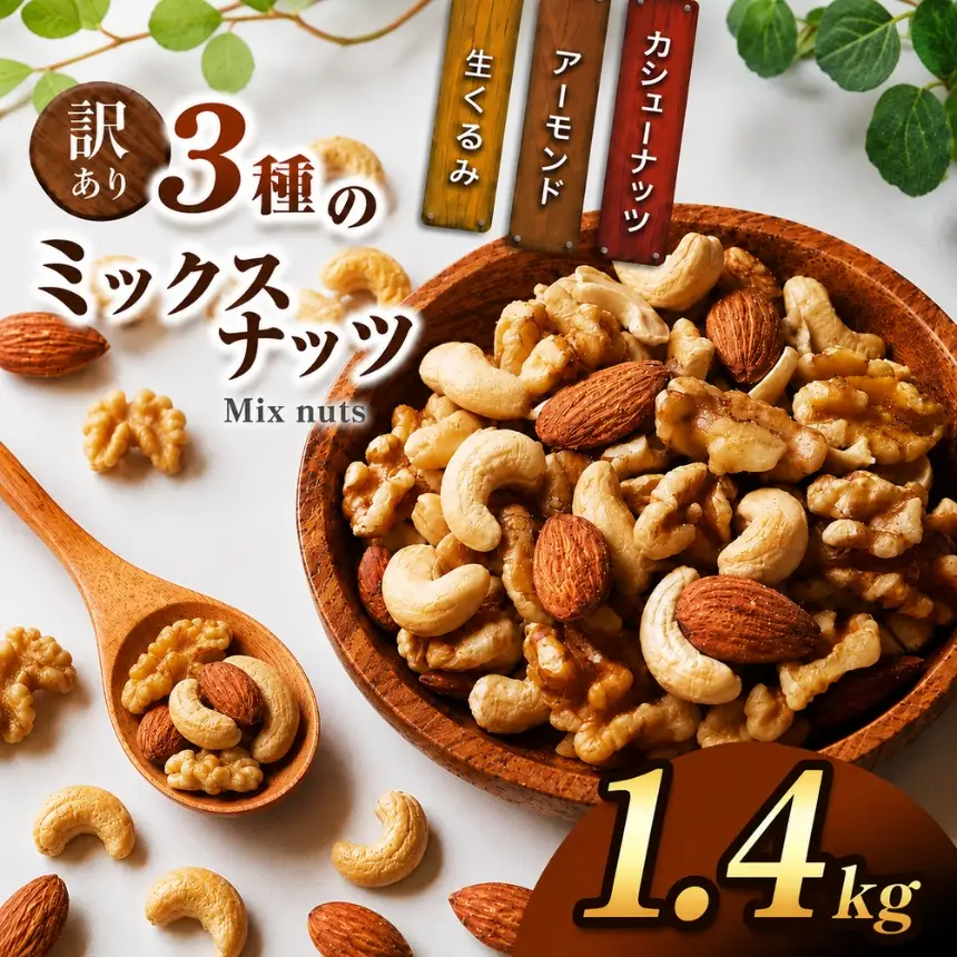 訳あり 3種のミックスナッツ 1.4kg