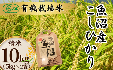 魚沼産コシヒカリJAS有機栽培 5kg×2袋 精米 わたなべ農園