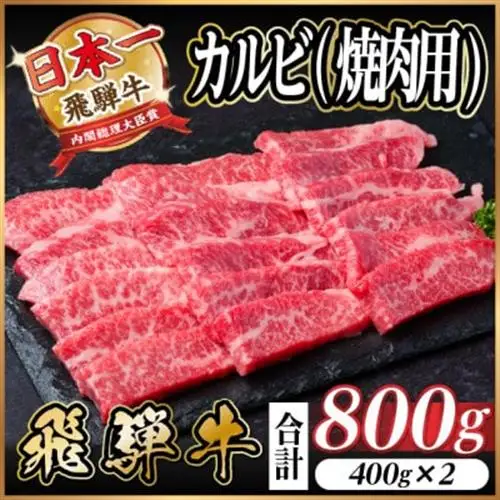 飛騨牛 厳選カルビ(焼肉・BBQ用) 800g(400g×2)　黒毛和牛　小分け　A4～A5等級_肉 焼肉 牛肉 やきにく ヤキニク バーベキュー  肉 飛騨牛 牛肉 うし ビーフ_【配送不可地域：離島】【1543784】