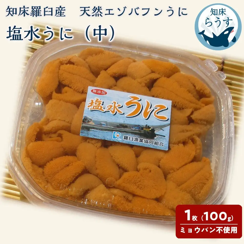 ＜先行受付＞＜27年1月～6月内発送＞天然 エゾバフンうに （中）塩水うに 100g （100g×1枚）