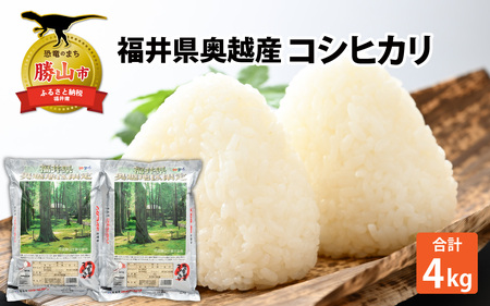 令和6年産 福井県産奥越コシヒカリ2kg ×2袋（計 4kg） [A-015019]