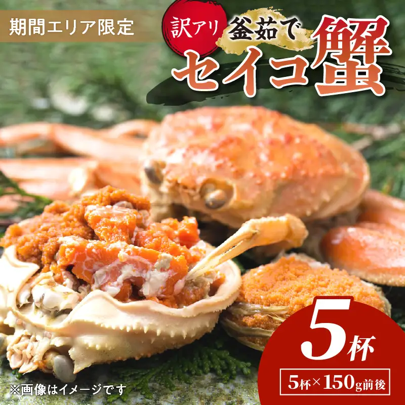 【期間エリア限定！訳あり】厳選！絶品！ 釜茹で セイコ蟹5杯 蟹
