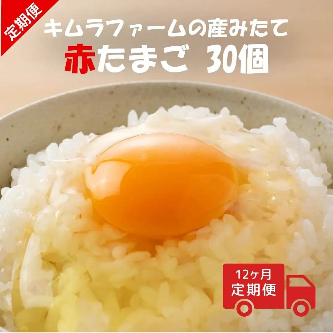 卵 定期便 12ヶ月 赤たまご 30個 産みたて たまご 