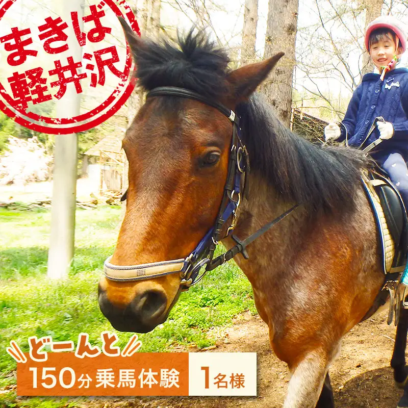 乗馬 体験 まきば軽井沢 どーんと150分 乗馬体験 1名様 長野 信州 小諸 大自然 体験チケット 