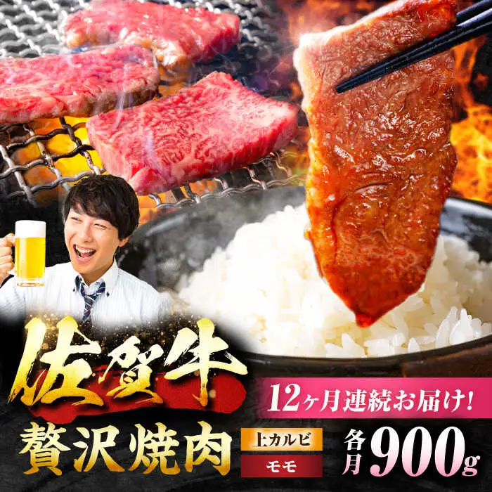 【12回定期便】 佐賀牛 焼肉満喫セット モモ 上カルビ 総計10.8kg 吉野ヶ里町/NICK’S MEAT[FCY037]