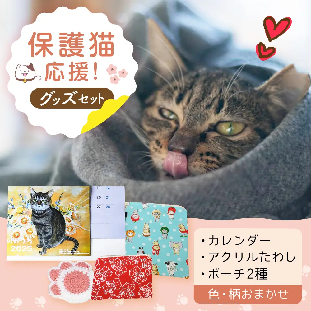 【保護猫応援！】グッズセット（ポーチMLタイプ）[AOBR004] 保護猫