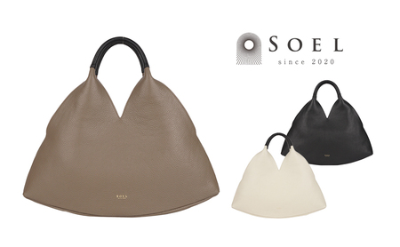 【SOEL】手にした時のシルエットが美しいトライアングルレザーハンドバッグ レザーバッグ ハンドバッグ レディース イタリアンレザー 撥水 雑貨 日用品 ファッション かばん トートバッグ 手提げ  Taupe