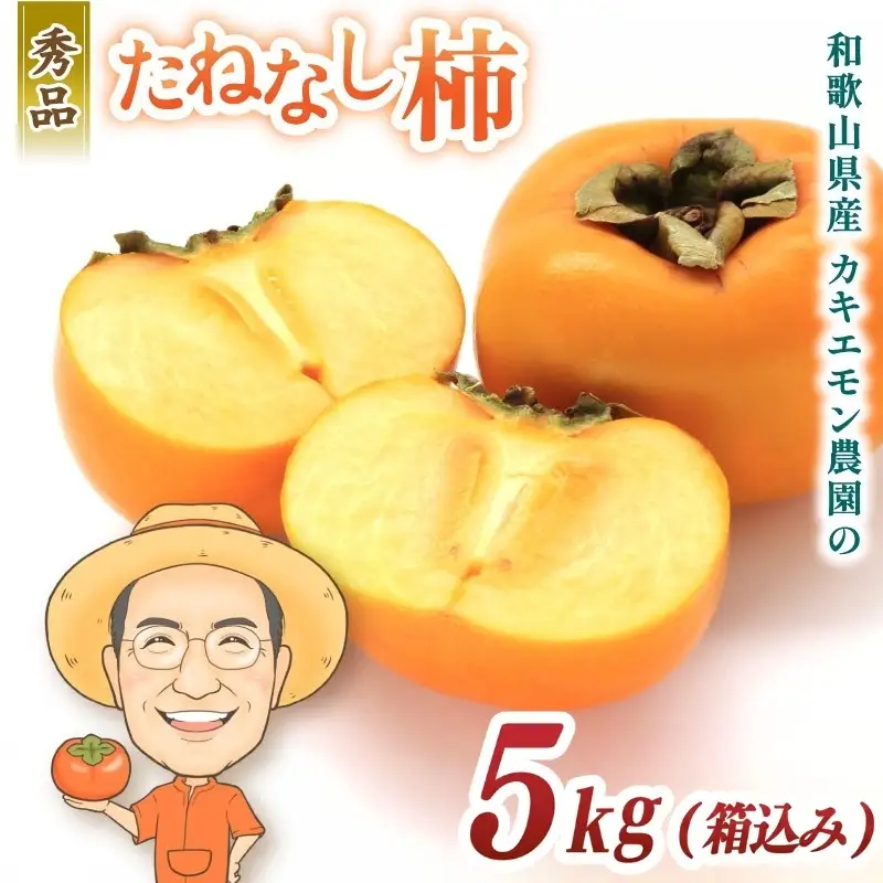 柿 カキエモン農園のたねなし柿 約5kg 20個前後 【2026年9月下旬～11月上旬頃順次発送】【BX002-kkem002A】