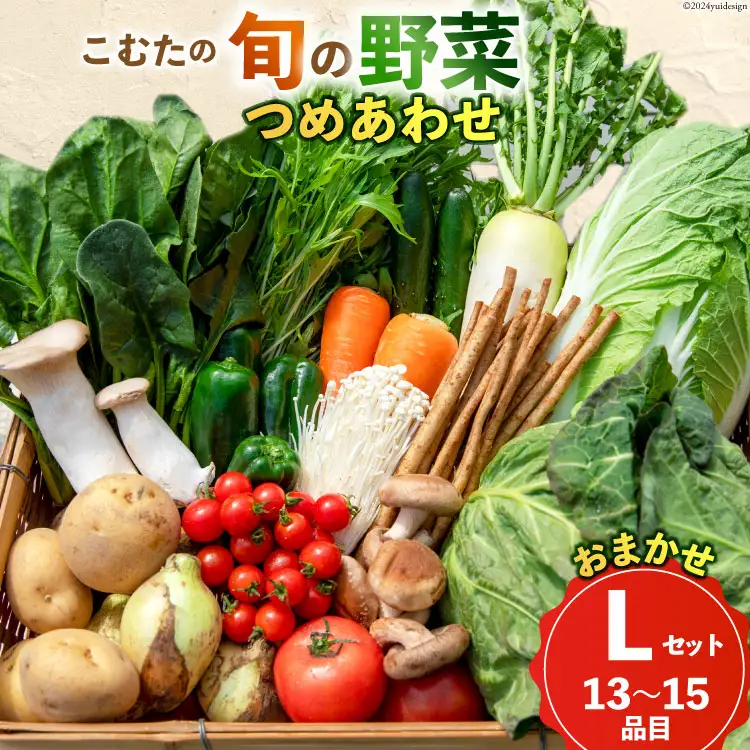 AI023【10～5月限定出荷】こむたの旬の野菜つめあわせ(13～15品目)おまかせ L セット 