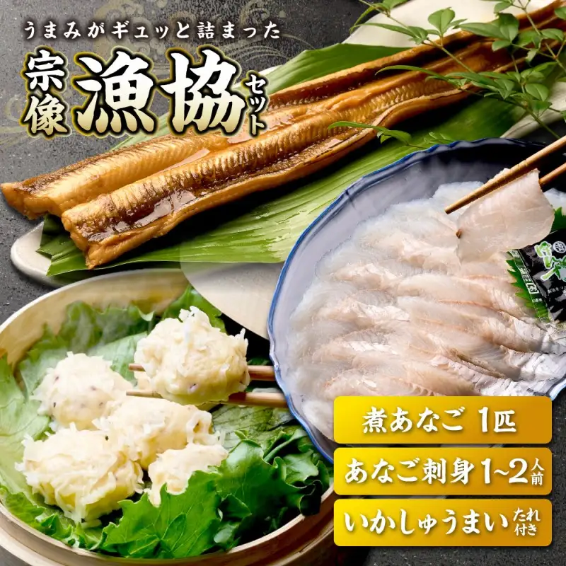 宗像漁協セット（いかしゅうまい、あなご刺身、煮あなご）【宗像漁協】_HA1519