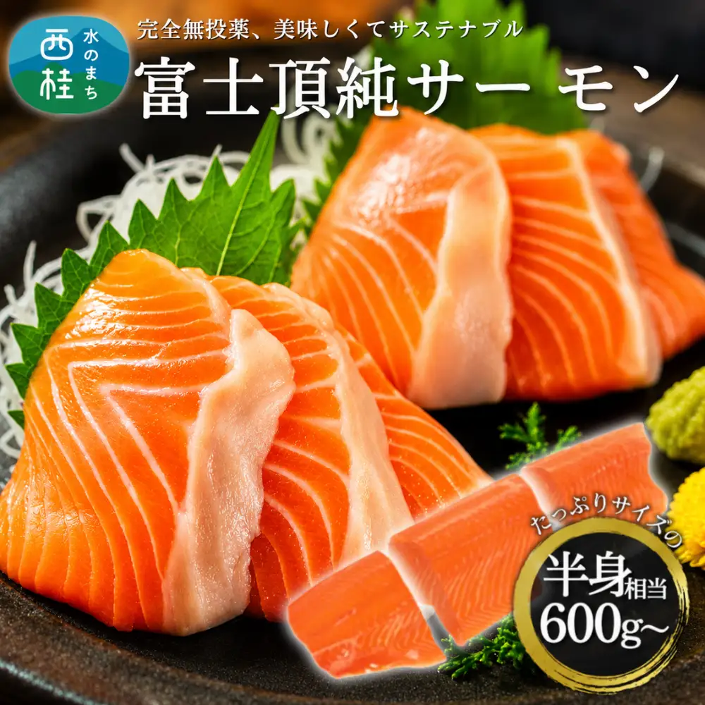 富士頂純サーモン 刺し身セット 半身分3分割 600g以上 富士山麓のきれいな天然水で養殖された安心安全な国産サーモン 刺身 小分け 生食サーモン 国産 海鮮丼 カルパッチョ 生食 海鮮 冷凍 人気 フィレ 切り身 皮なし 骨なし 骨取り ムニエル 刺身 [注目]【n0556_nes_A】