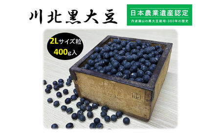 【新物 令和7年産】川北黒大豆　2Lサイズ粒　400g入り【 豆類 丹波の黒豆 最高級ブランド 大粒 甘み コク おせち料理 煮豆 黒豆ごはん 黒豆茶 お菓子作り 】