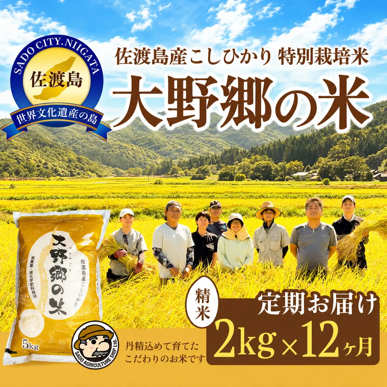 【定期便 12回 】コシヒカリ 精米 2kg 計24キロ | 新潟県 佐渡市 コシヒカリ