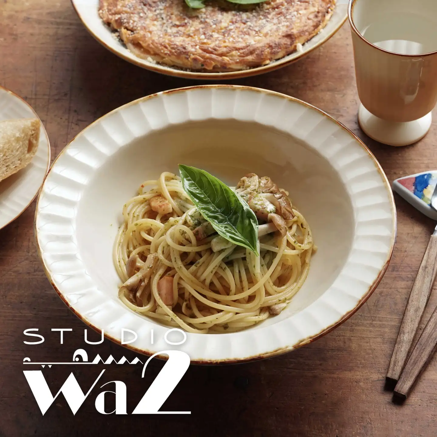 【波佐見焼】SHINOGI 7寸パスタ皿 2点セット 生成【studio wani】[MB60]