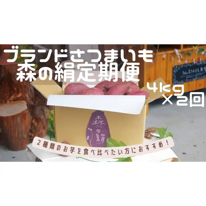 「森の絹」食べ比べ定期便 生イモ4kg×2回【さつまいも 農薬不使用 有機肥料使用 高糖度 シルクスイート 紅はるか 食べ比べ 蜜 焼き芋 定期便 】