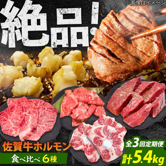 【全3回定期便】佐賀牛6種食べ比べ！ ホルモンバラエティセット 5.4kg 4-5人前 タン・小腸など 吉野ヶ里町/やきとり紋次郎[FCJ104]