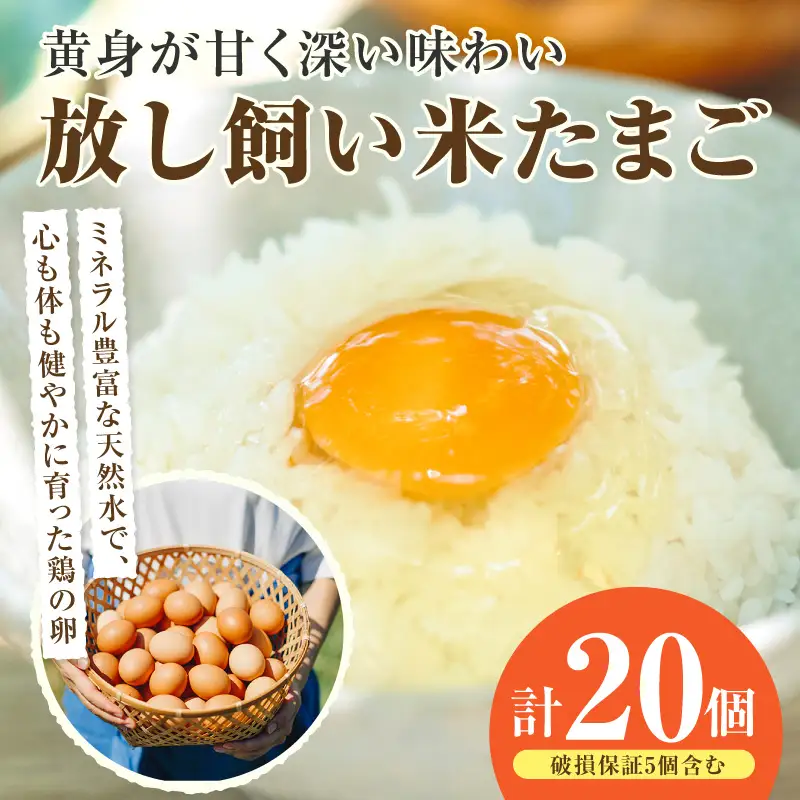 放し飼い米たまご15個+5個保証（計20個）農家直送 新鮮 卵 タマゴ 赤卵 玉子 鶏卵 朝食 夕食 夜食 朝ごはん たまご焼き オムレツ 卵ご飯 料理 濃厚 飼料にこだわった 卵かけご飯 米たまご 生卵 大容量 お取り寄せ 愛知県 常滑市