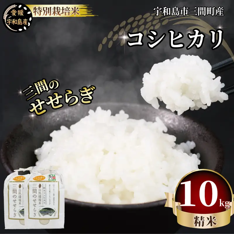 特別栽培米 三間のせせらぎ 三間町産 コシヒカリ 10kg 渡辺農園 米 ごはん お弁当 おにぎり ブランド米 ふっくら ツヤツヤ 甘い 粘り 美味しい 農家直送 産地直送 数量限定 国産 愛媛 宇和島 G028-117002