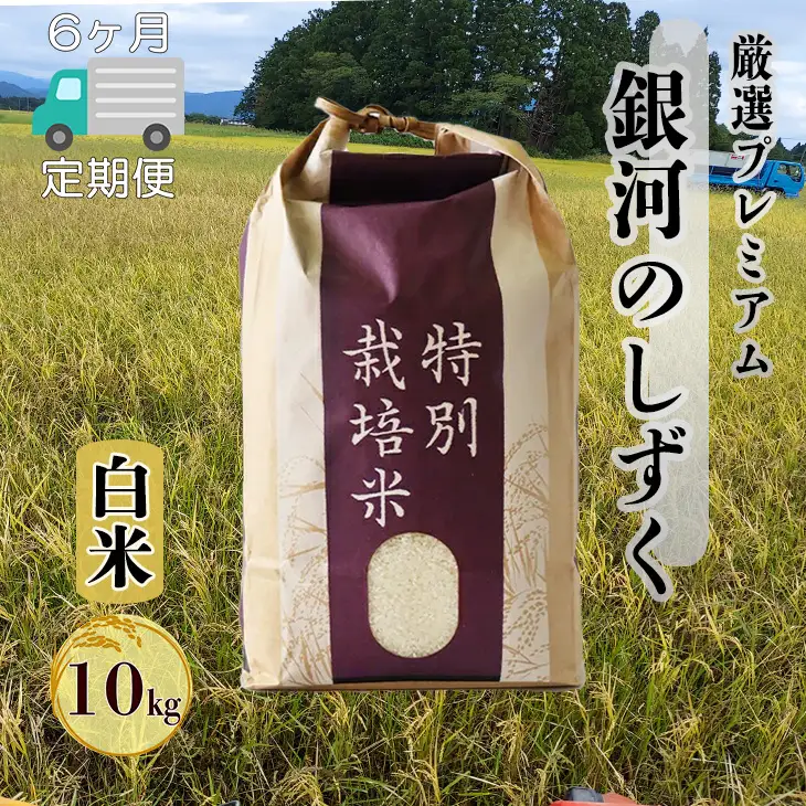 【6ヶ月定期便】新米 銀河のしずく 厳選プレミアム（減農薬・減化学肥料）10kg 【2019】