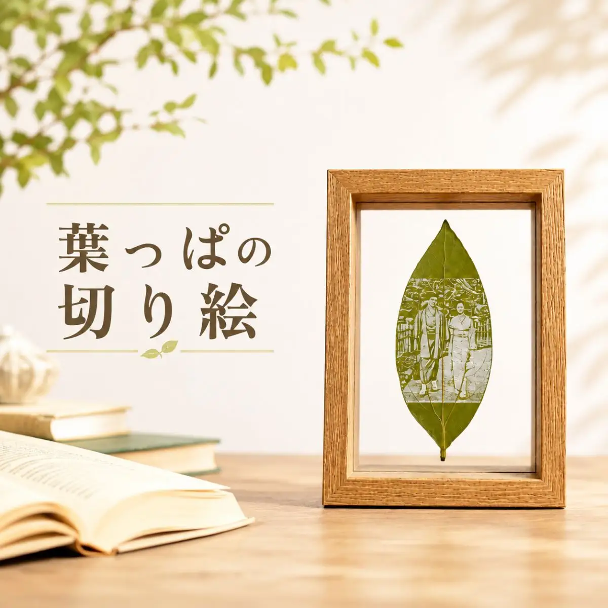 葉っぱ切り絵 | フォトフレーム 葉っぱ 葉 切り絵 デザイン アート オリジナル 1点もの 手作り ハンドメイド 葉 自然 風合い プレゼント シンプル おしゃれ 可愛い 雑貨 デザイン 埼玉県 越谷市