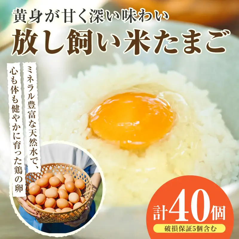 放し飼い米たまご35個+5個保証（計40個）農家直送 新鮮 卵 タマゴ 赤卵 玉子 鶏卵 朝食 夕食 夜食 朝ごはん たまご焼き オムレツ 卵ご飯 料理 濃厚 飼料にこだわった 卵かけご飯 米たまご 生卵 大容量 お取り寄せ 愛知県 常滑市