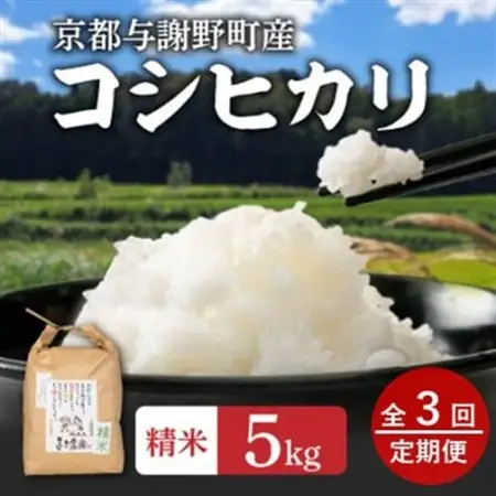 【毎月定期便】大江山蛇紋岩成分の影響を受けたミネラル豊富な棚田で育ったコシヒカリ精米5kg全3回_ 精米 米    コシヒカリ 米 こしひかり  定期便 定期便  _【4057576】