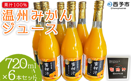 ＜果汁100％みかんジュース 720ml×6本セット＞ 温州みかん うんしゅう ウンシュウミカン ストレート 柑橘 果物 みかん 蜜柑 ミカン 詰め合わせ 詰合せ 詰め合せ フルーツ 国産 飲料 浜のみかん屋 特産品 愛媛県 西予市【常温】『1か月以内に順次出荷予定』AHM0016