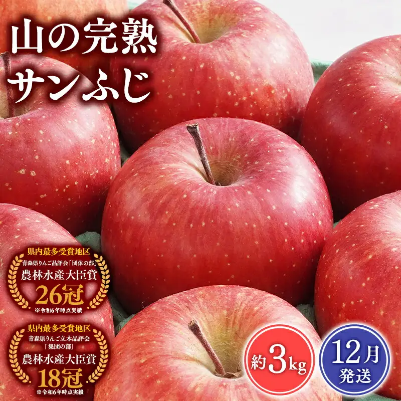 りんご 山の完熟サンふじ 約3kg 青森県平川市  [hi-0010-008]