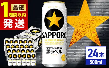 サッポロビール 黒ラベル 500ml 24缶  生ビール 缶ビール 大分県日田市  ARDC008