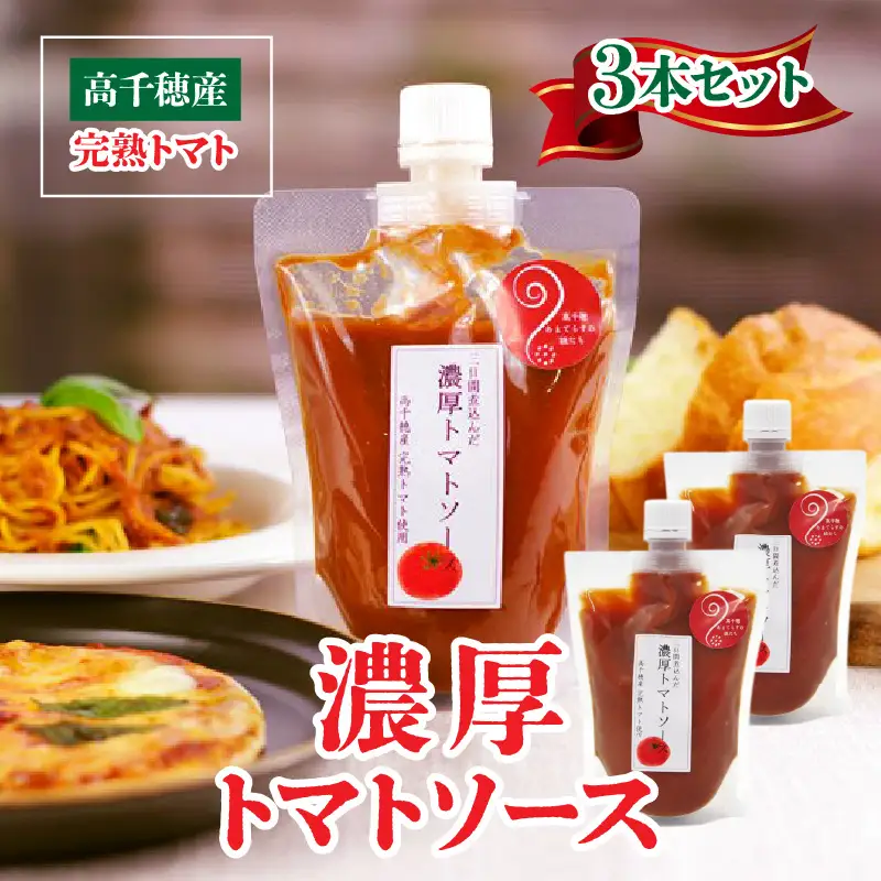 高千穂産完熟トマト使用 濃厚トマトソース3本セット トマトソース ソース トマト 完熟トマト 完熟トマトソース セット 詰め合わせ 普段使い 使い勝手 小分け パウチ 料理 パスタ ピザ トースト グルメ お取り寄せ おすすめ 宮崎県 高千穂町 _Tk050-009
