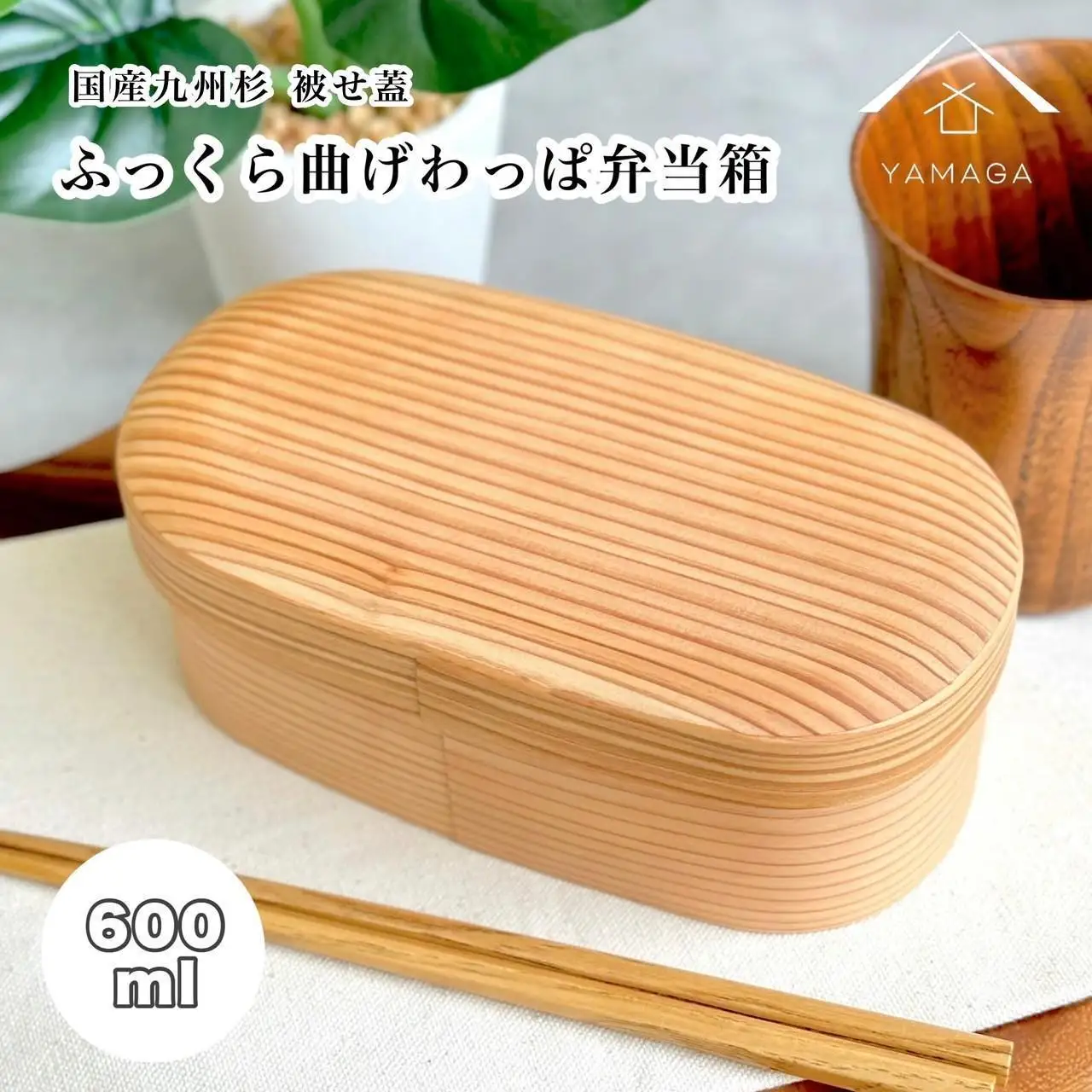 国産杉 ふっくら蓋 曲げわっぱ 弁当箱 まげわっぱ 白木［YS155］