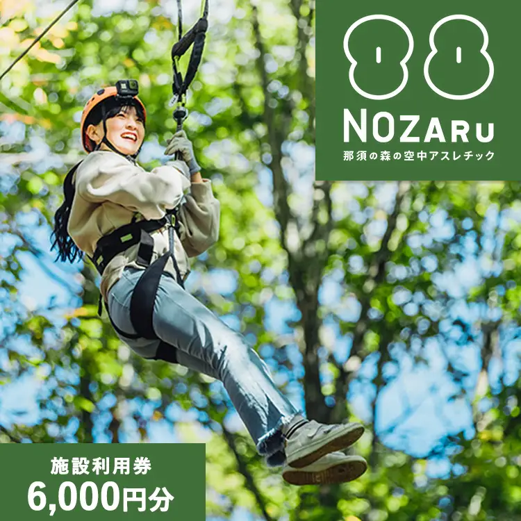 NOZARU KOZARU キツネノボリ 施設利用券6,000円分（3,000円×2枚）｜体験 アスレチック アクティビティ 遊び 観光 旅行 子供 チケット 那須 栃木県 那須町〔C-74〕