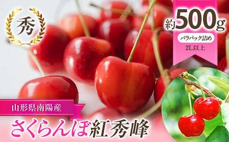 【令和9年産先行予約】 さくらんぼ 「紅秀峰」 約500g (秀 2L以上) バラパック詰め 《令和9年6月下旬～発送》 『生産者 佐藤 勇二』 サクランボ 果物 フルーツ 産地直送 [2235]