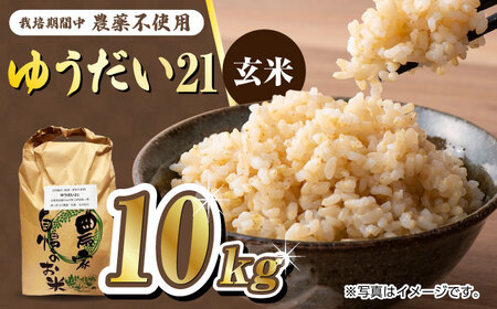 栽培期間中農薬不使用 令和7年産米 ゆうだい21 玄米 10kg/鶴ノ原北川農園[UDL025] 米 玄米