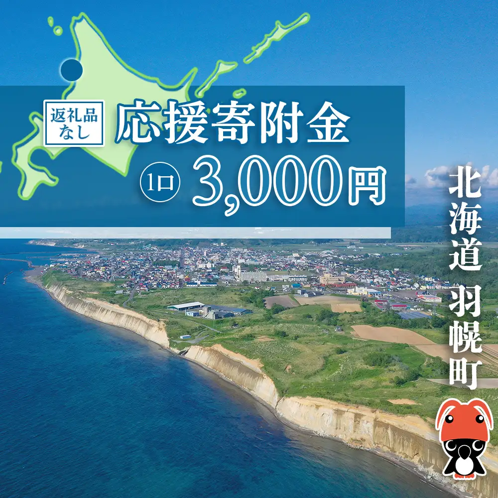 北海道羽幌町への応援寄付　返礼品なし　1口 3,000円【99003】