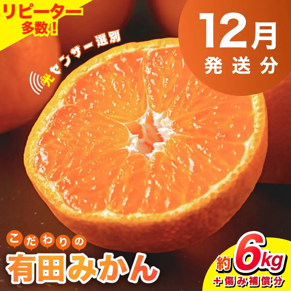 【2026年12月発送予約分】＼光センサー選別／ 【農家直送】【家庭用】こだわりの有田みかん 約6kg＋250g(傷み補償分) 先行予約 有機質肥料100% サイズ混合 【12月発送】みかん ミカン 有田みかん 温州みかん 柑橘 有田 和歌山 ※北海道・沖縄・離島配送不可 【nuk102-12B】