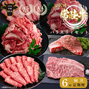 【茨城県共通返礼品】【定期便特別価格】【6回定期便】最高級A4.A5ランク 常陸牛バラエティセット【人気肉 お肉 牛肉 和牛 黒毛和牛 国産黒毛和牛 ロース肉 ステーキ 国産牛 焼肉 焼き肉 バーベキュー BBQ A5 ブランド牛】（CR113）