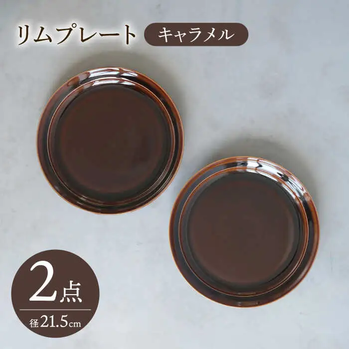 【波佐見焼】 リムプレート キャラメル 2点セット 【西海陶器】[OA394]