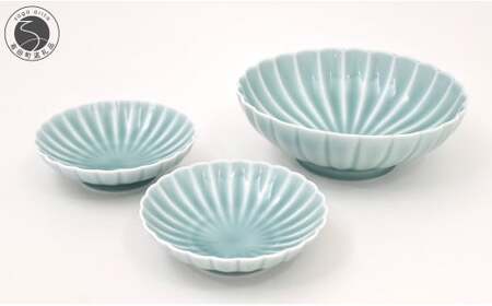 有田焼 青磁 菊割セット【深川製磁】食器 器 うつわ 和食器 青磁釉 35000円 3.5万円 aa021