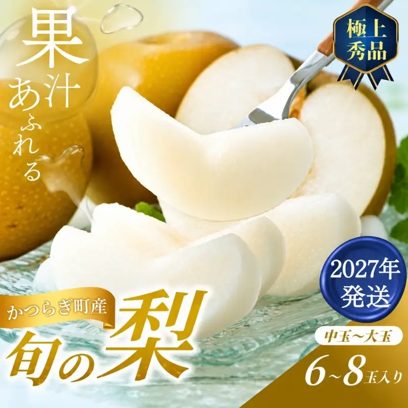 【2027年発送分先行予約】 旬の梨 極上 秀品（中玉～大玉）6～8個入り 【2027年8月中旬～9月下旬頃発送予定】【KG23】【BK023-kgr015A】