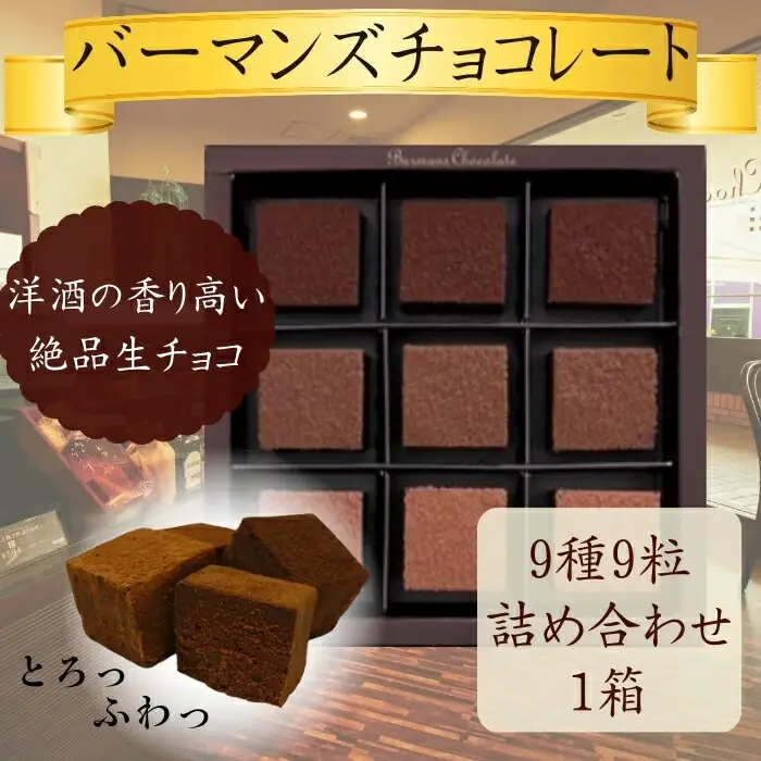生チョコレート９種９粒詰め合わせ チョコレート バーマンズ チョコレート ギフト プレゼント チョコレート 贈答品 お礼の品 チョコレート 7-014