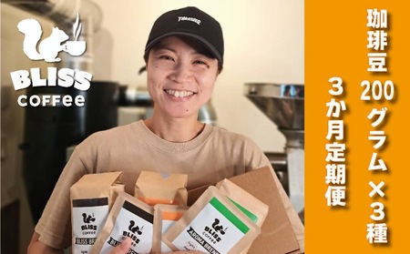【3ヶ月定期便】煎りたて・挽きたてでお届け ブレンドコーヒー 200g×3種 飲み比べ ギフト たっぷり セット オフィス アウトドア キャンプ ブレンド H185-009