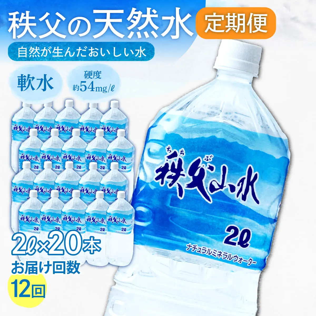 ＜定期便＞秩父の天然水 2L×20本×12回（毎月） | 1年保存 ミネラルウォーター