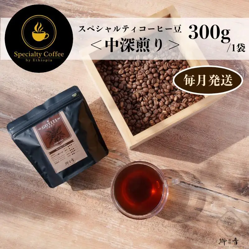 スペシャルティコーヒー焙煎豆 中深煎り 300g 定期便 全12回 12か月【毎月配送コース】