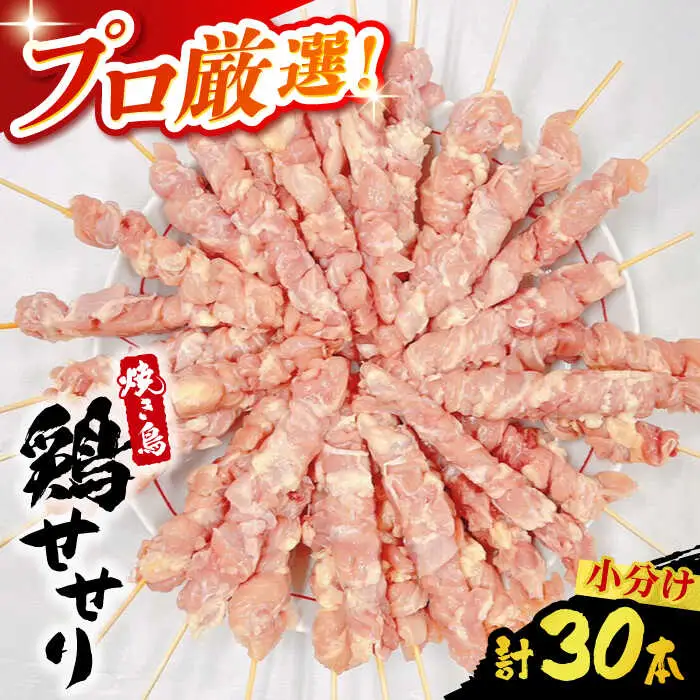 【旨味凝縮！満足セット】九州産 焼き鳥セット 鶏せせり 30本 / やきとり ヤキトリ 焼鳥 串セット 国産 冷凍 小分け / 南島原市 / ふるさと企画 [SBA078]